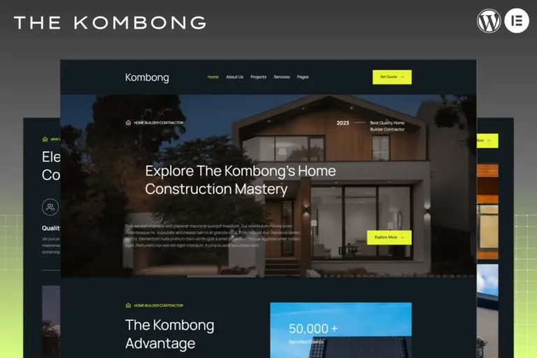 the kombong modern real estate agent elementor template kit 1