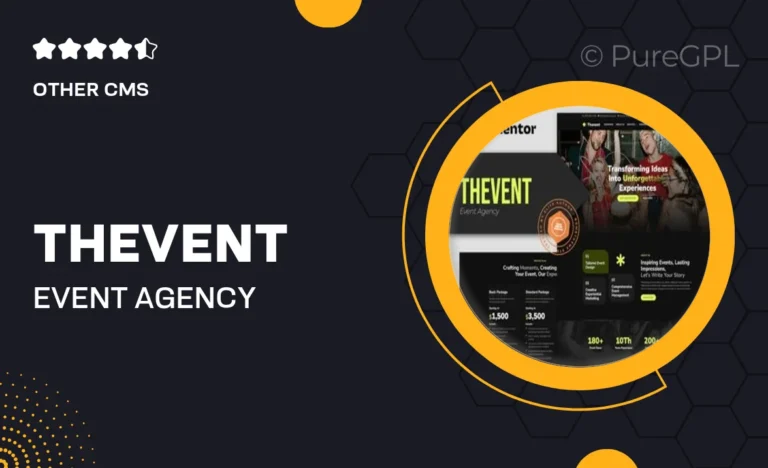 thevent event agency elementor template kit