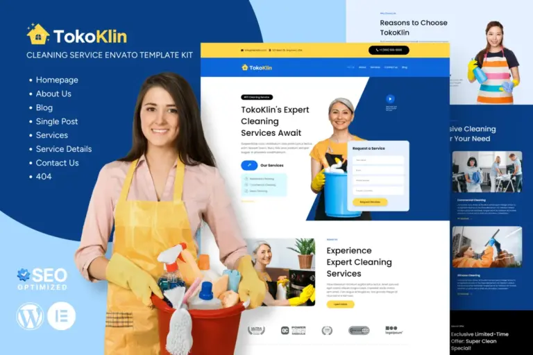 tokoklin cleaning service business elementor template kit 1