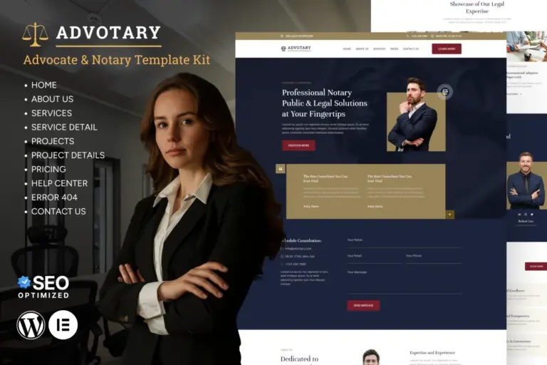 advotary notary public legal services elementor template kit