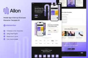 Allon – Mobile App & Startup Showcase Elementor Template Kit