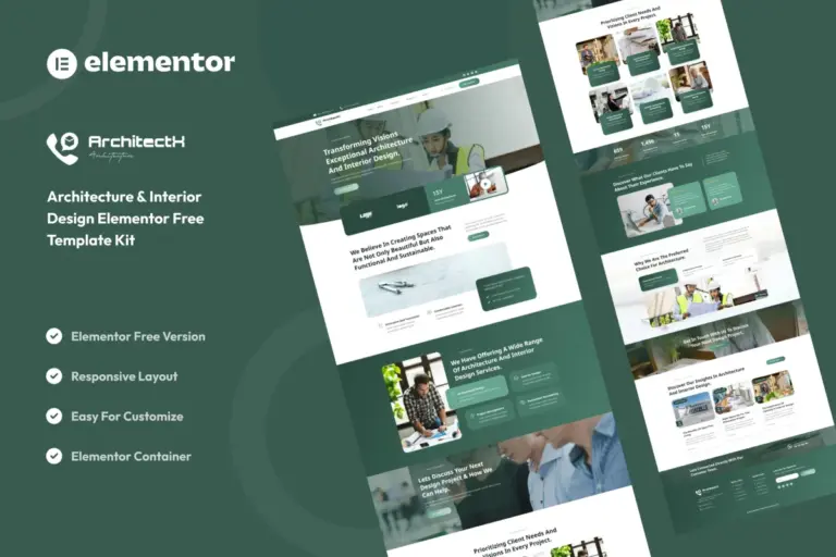 architectx architecture interior design services elementor template kit