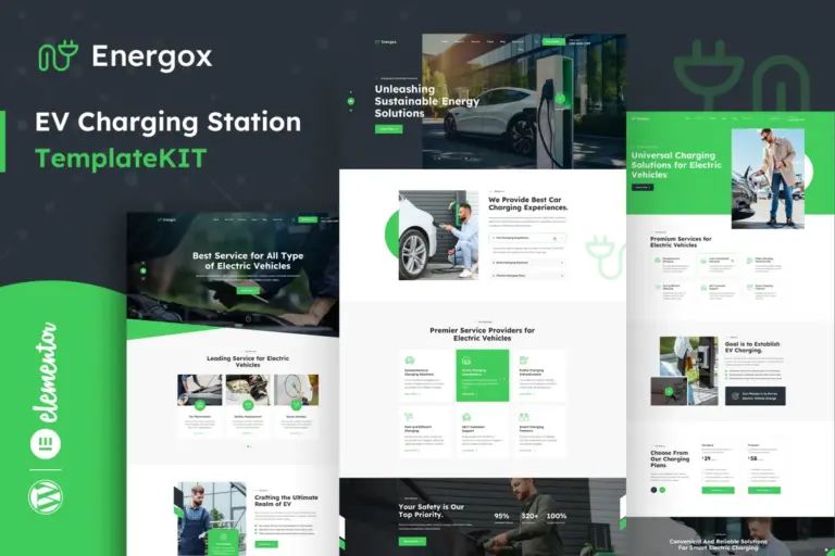 energox ev charging station elementor template kit 1