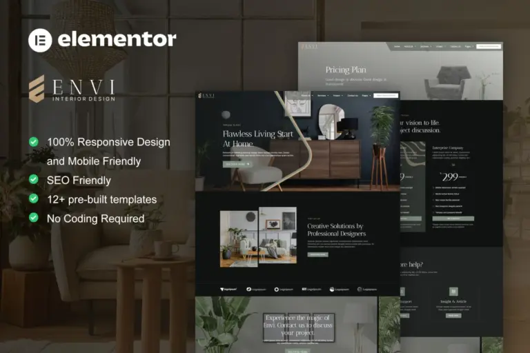 envi interior design architecture elementor template kit 1