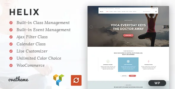 helix yoga club calendar wordpress theme 1