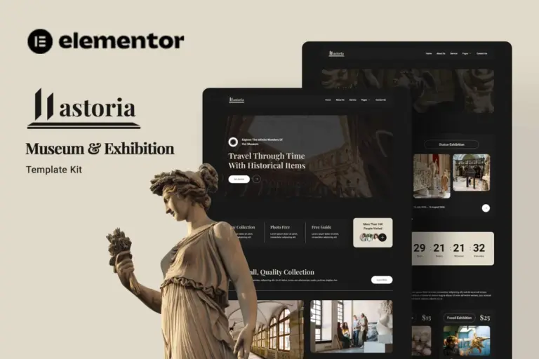 lastoria museum exhibition elementor template kit 1