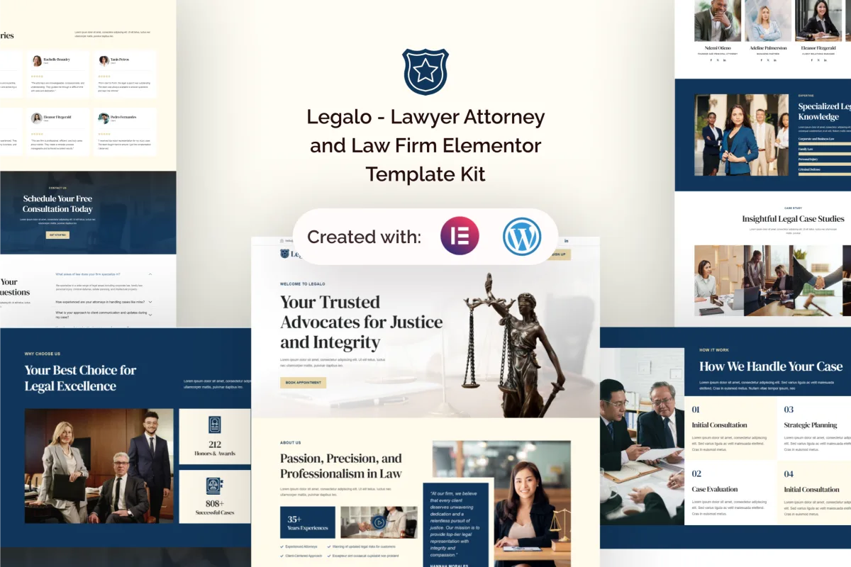 Legalo – Lawyer Attorney & Law Firm Elementor Template Kit