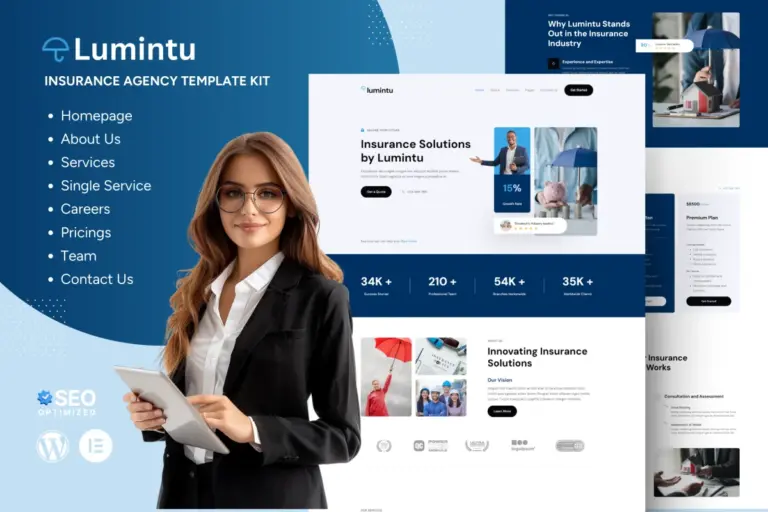lumintu insurance agency elementor template kit 1