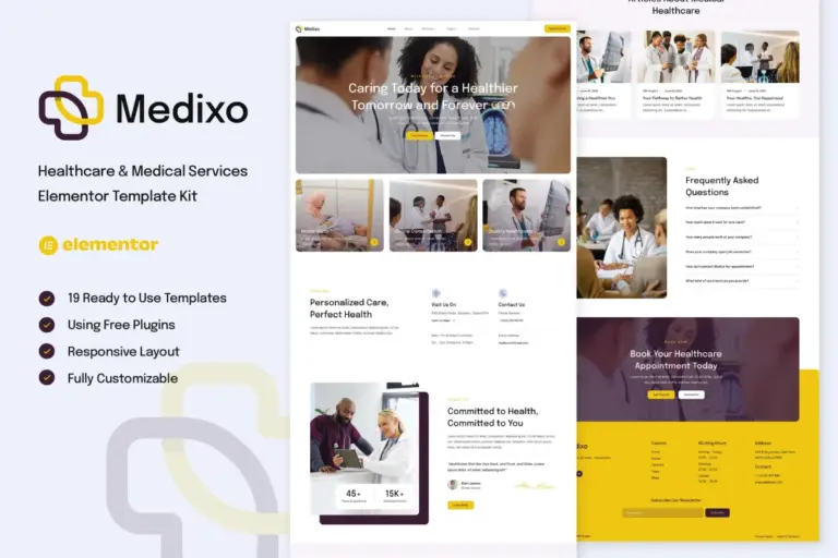 medixo healthcare medical services elementor template kit 1