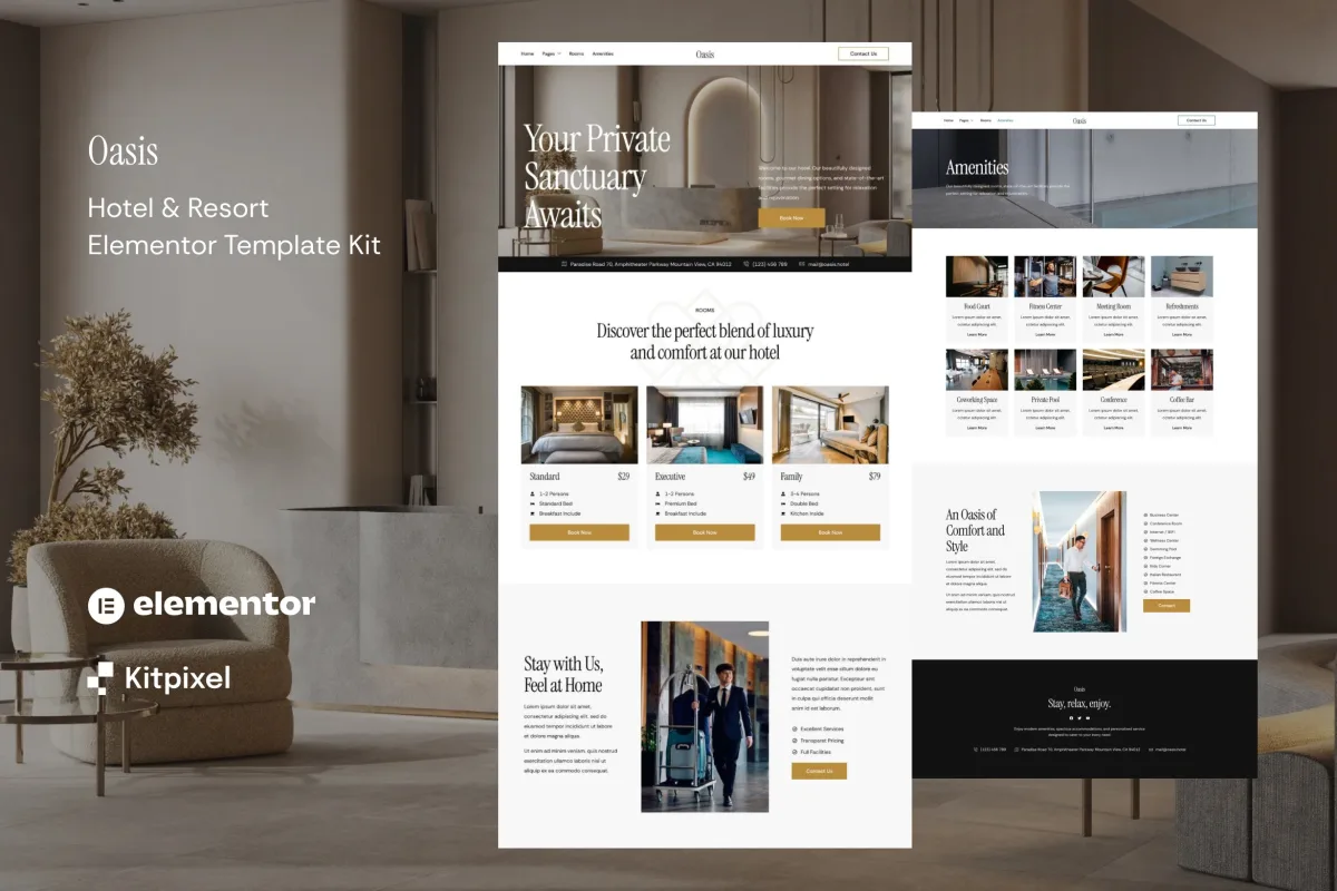 Oasis – Hotel & Resort Elementor Template Kit