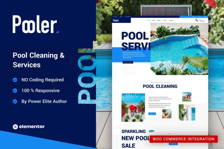 pooler swimming pool cleaning services elementor pro template kit 1