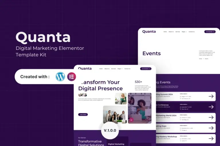 quanta digital marketing elementor template kit 1