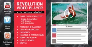 Revolution Video Player With Bottom Playlist – YouTube/Vimeo/Self-Hosted Support