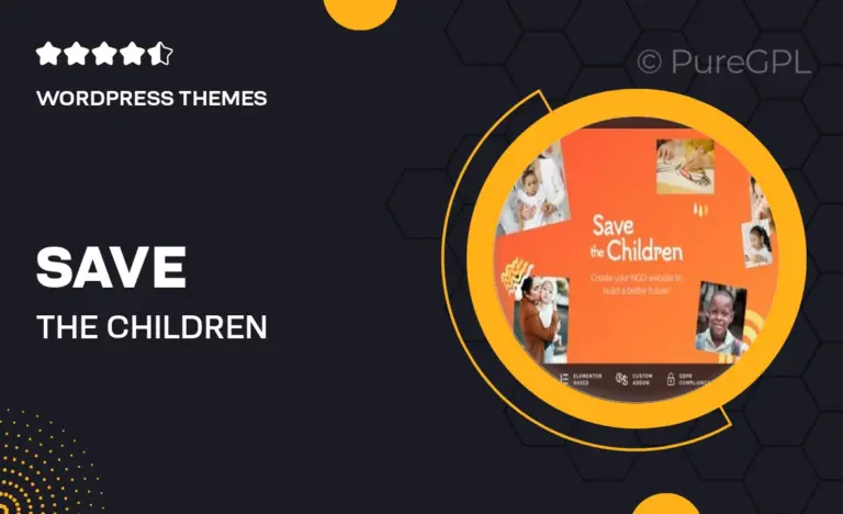 save the children charity wordpress theme with donations