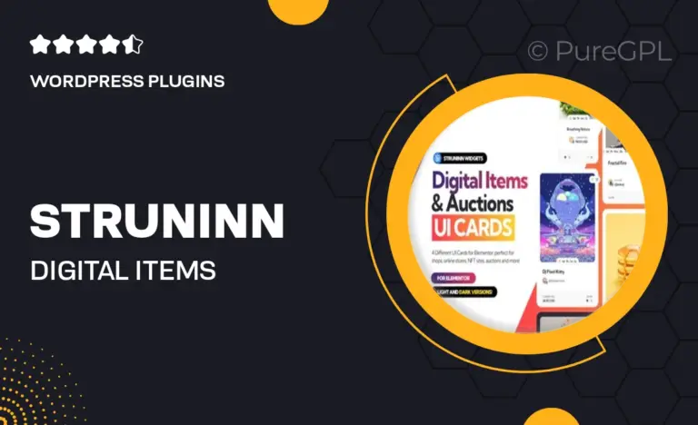 struninn digital items auctions ui cards for elementor
