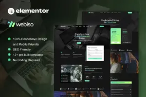 Webiso – Dark Digital Agency Elementor Template Kit