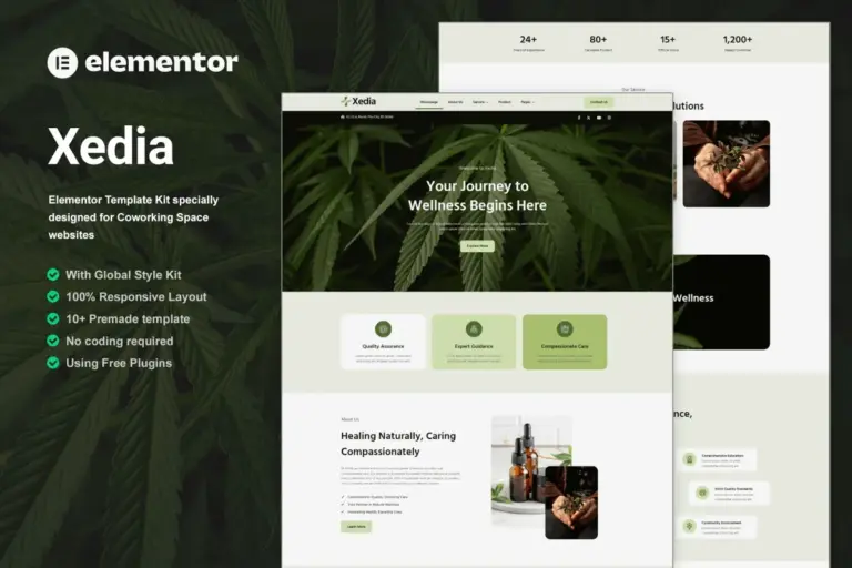 xedia medical marijuana elementor template kit 1