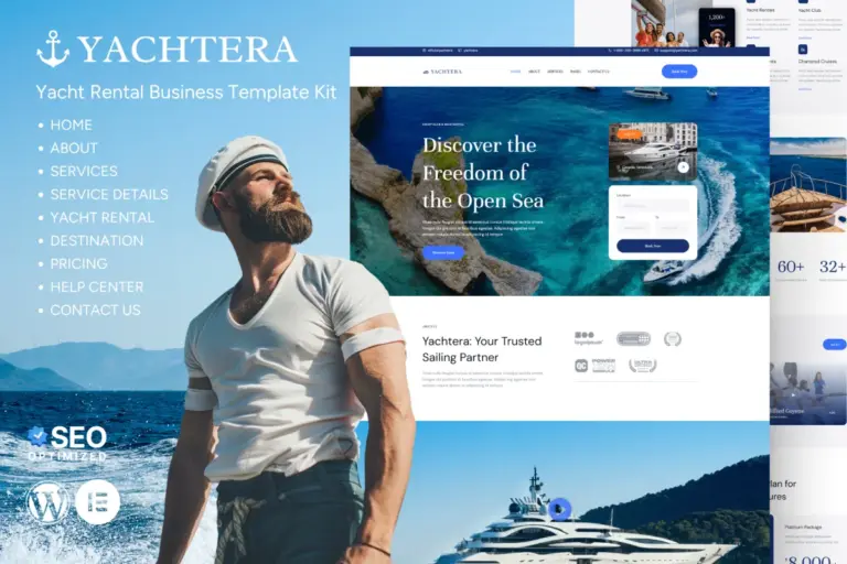 yachtera yacht club boat rental elementor template kit 1