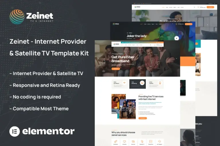 zeinet internet provider satellite tv elementor template kit 1