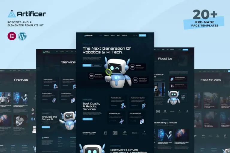 artificer robotics ai elementor pro template kit