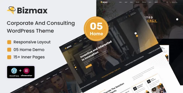 bizmax corporate and consulting business wordpress theme 1
