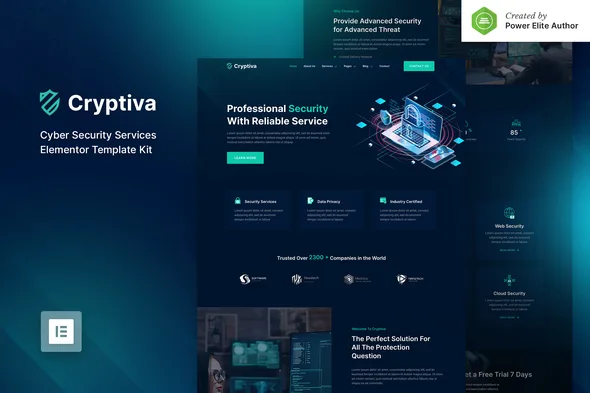 cryptiva cyber security services elementor template kit 1