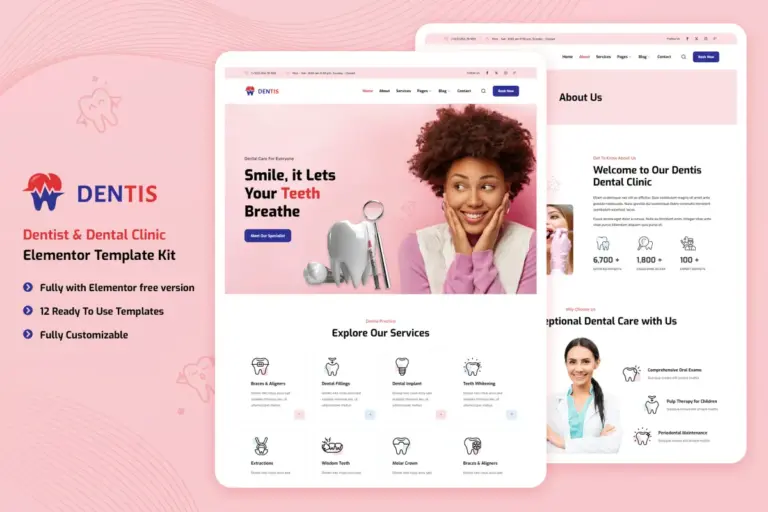 dentis dentist dental clinic elementor template kit 1