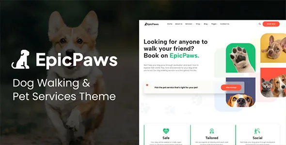 epicpaws dog walking pet services theme 1