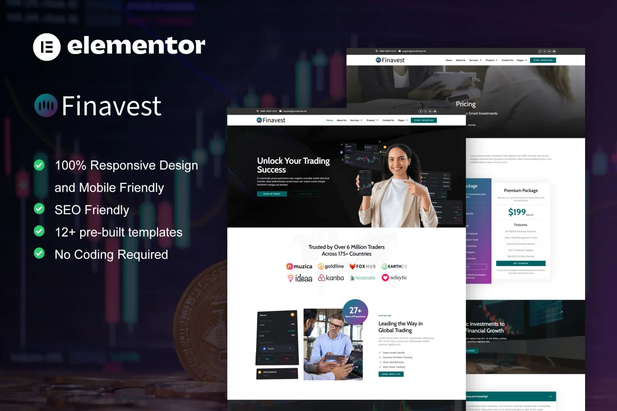 Finavest – Trading & Investment Elementor Pro Template Kit