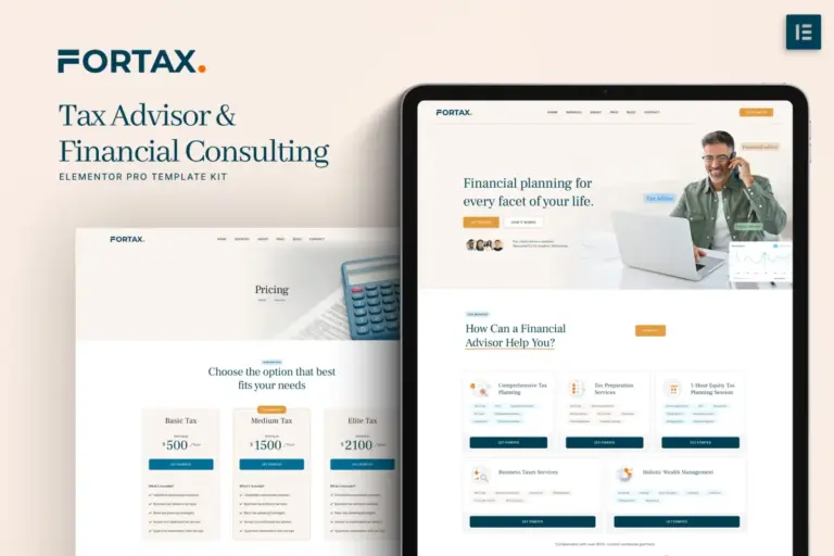 fortax tax advisor financial consulting elementor template kit 1