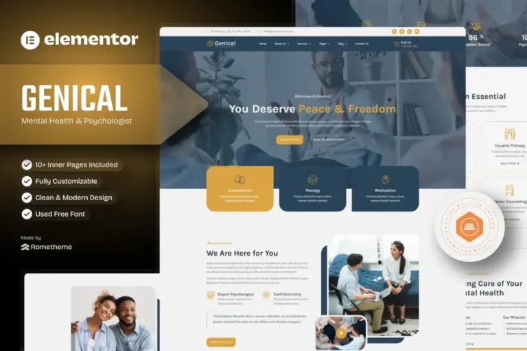 genical mental health therapy elementor template kit 1
