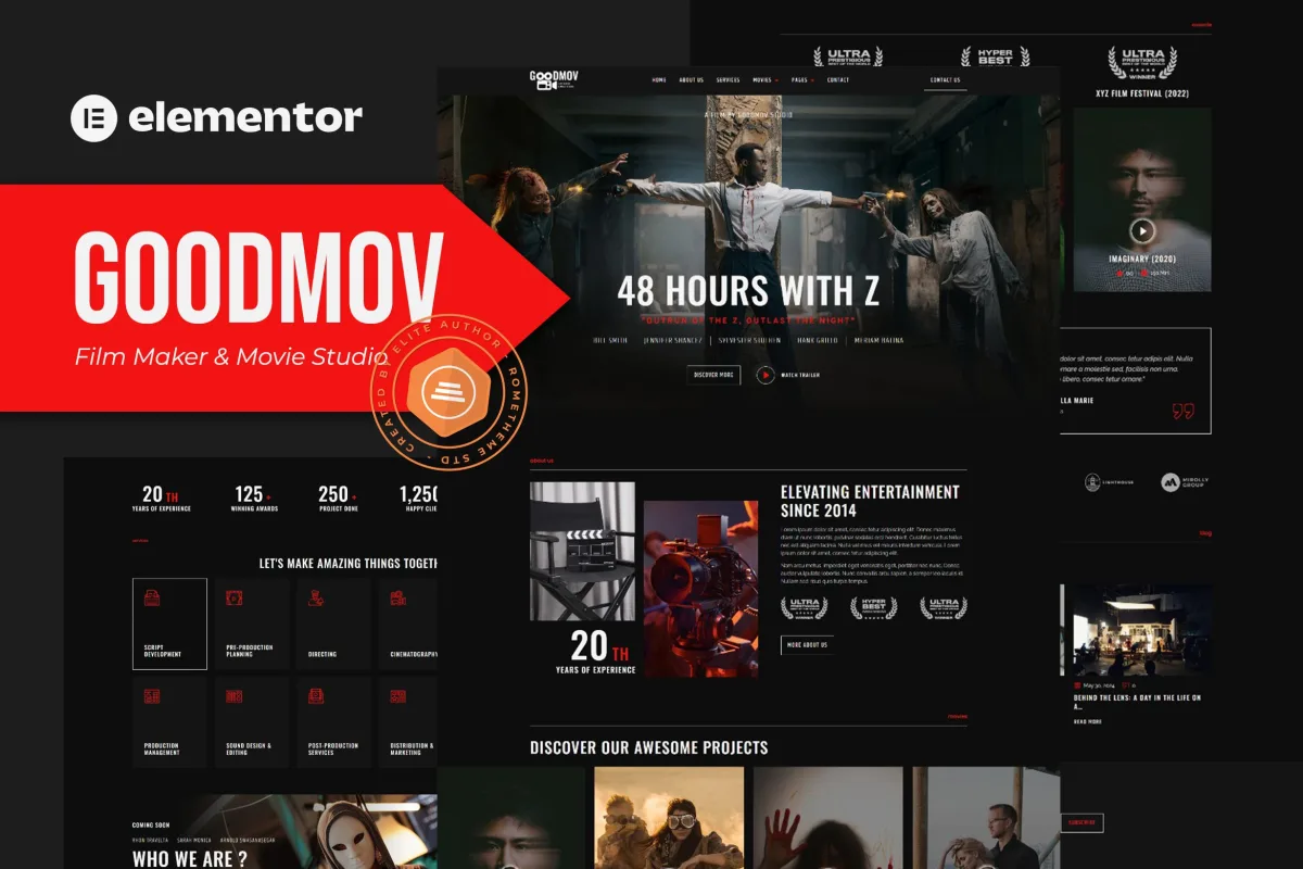 Goodmov – Film Maker & Movie Studio Elementor Template Kit