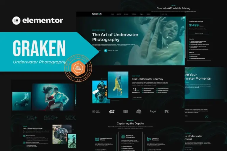 graken underwater photography elementor template kit 1