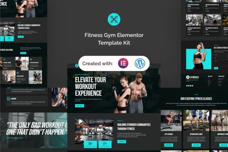gymrock fitness gym elementor template kit 1