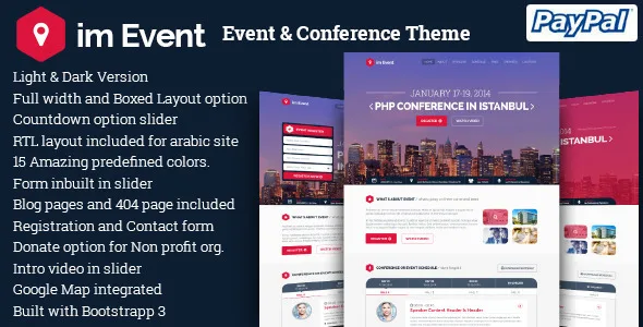 imevent conference meetup christmas new year halloween event wordpress theme 1