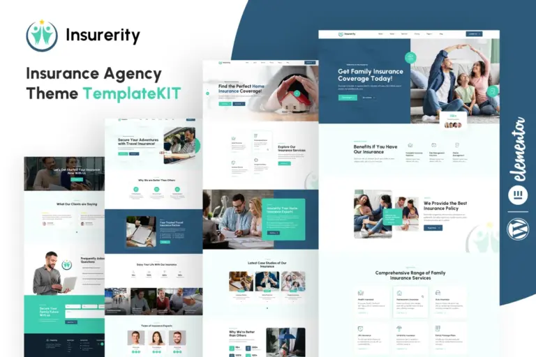 insurerity insurance agency elementor template kit 1