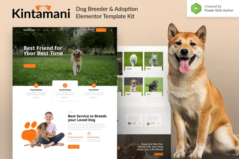 kintamani dog breeder adoption elementor template kit 1