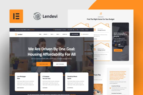 lendevi mortgage elementor template kit 1