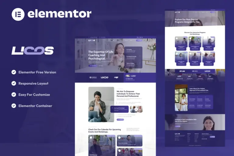 licos life coach psychologist services elementor template kit 1