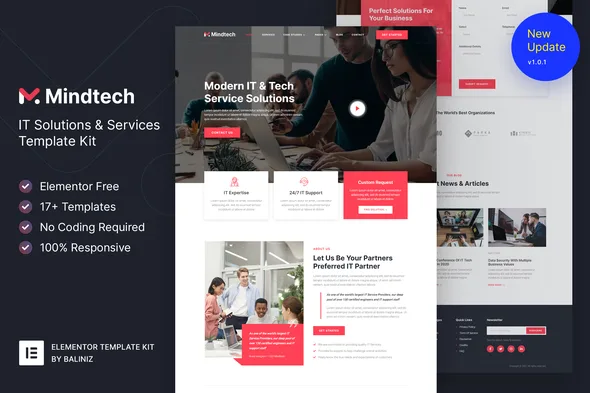 mindtech it solutions services company elementor template kit 1