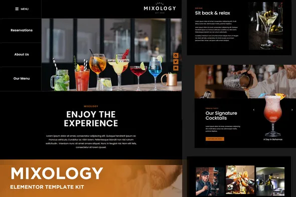 mixology bar cocktails elementor template kit 1