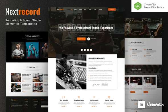 nextrecord recording sound studio elementor template kit 1