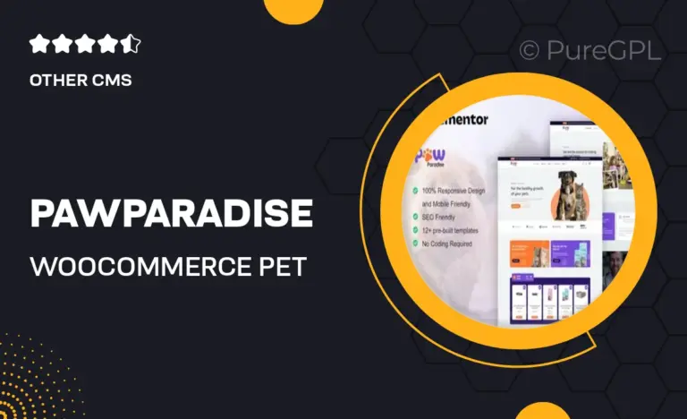 pawparadise woocommerce pet shop elementor template kit