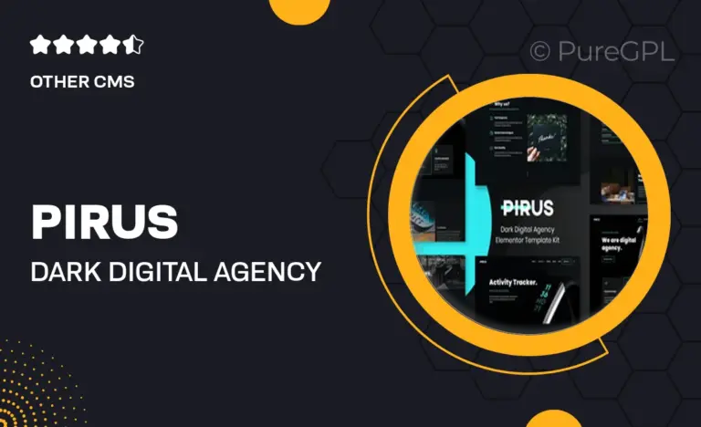 pirus dark digital agency elementor template kit