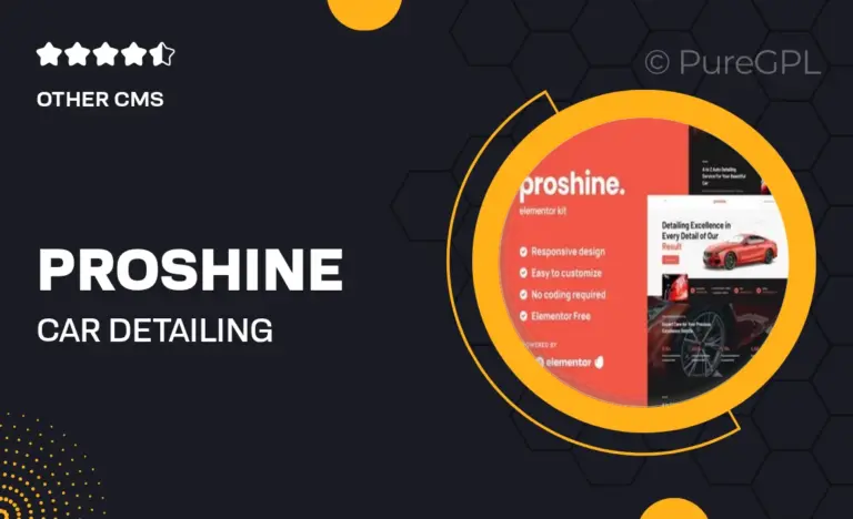 proshine car detailing automotive services elementor template kit