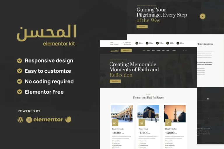rahman hajj umrah tour agency elementor template kit 1
