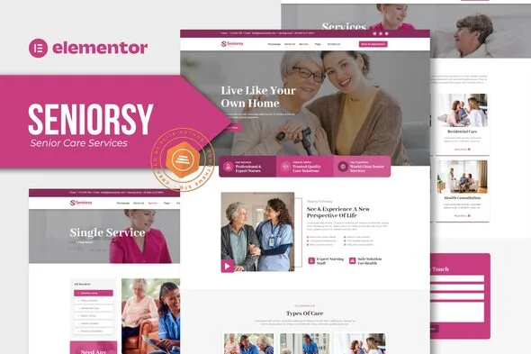 seniorsy senior care services elementor template kit 1