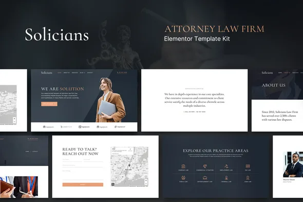 solicians attorney law firm elementor template kit 1