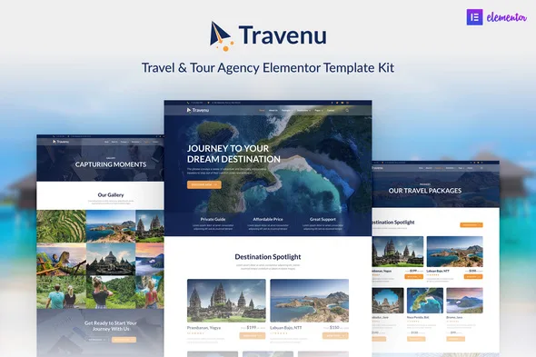 travenu travel tour agency elementor template kit 1