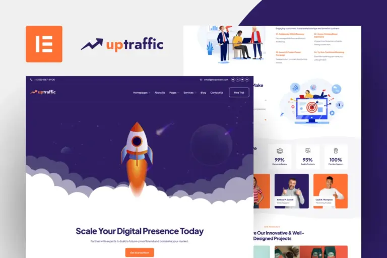 uptraffic digital marketing agency elementor template kit 1